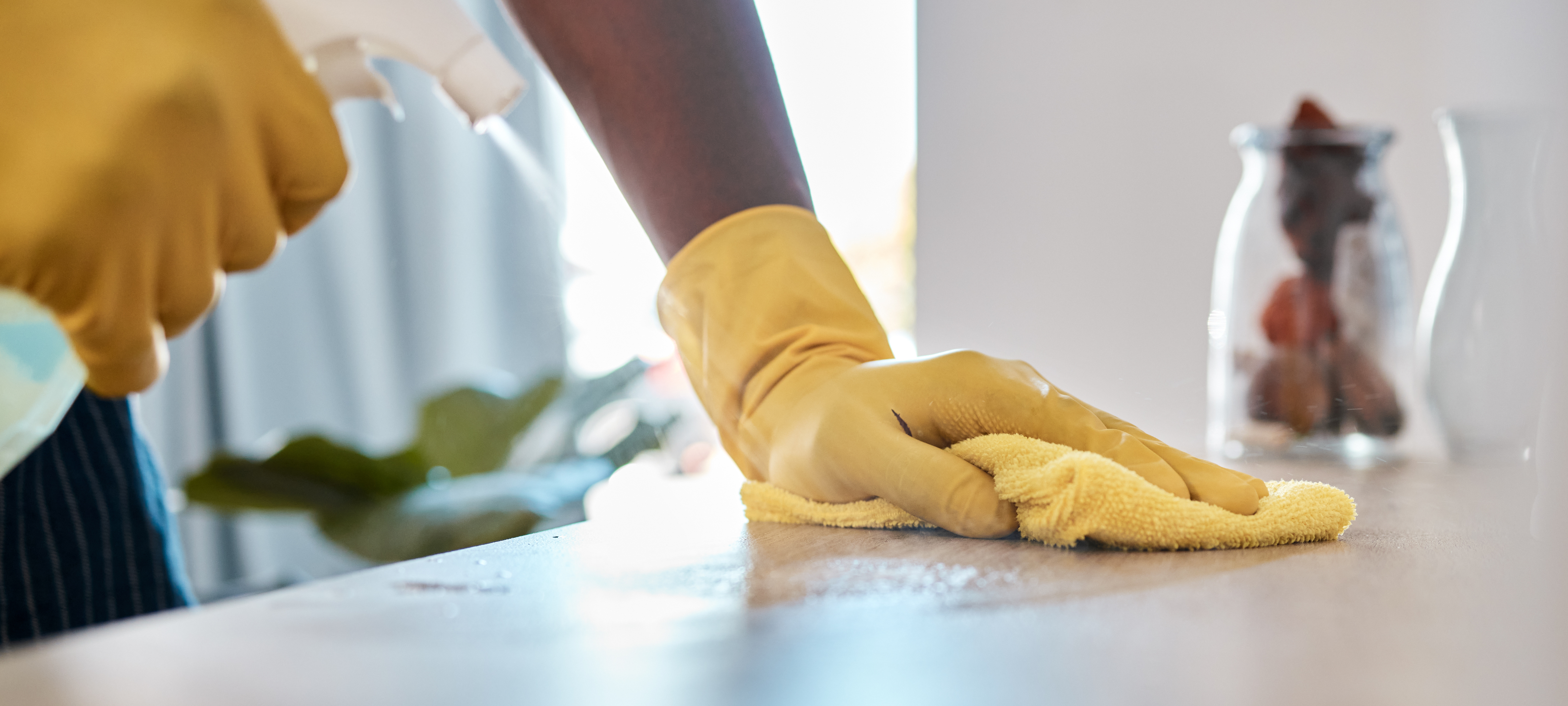 Close-up surface wiping